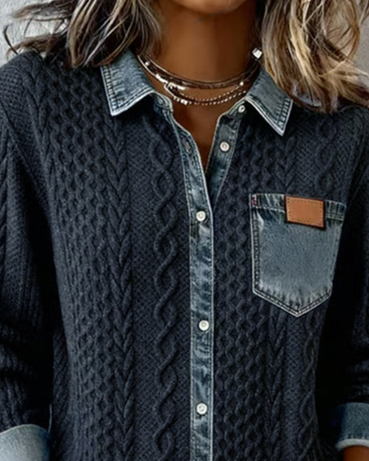 Lena – Denim Patch Shirt
