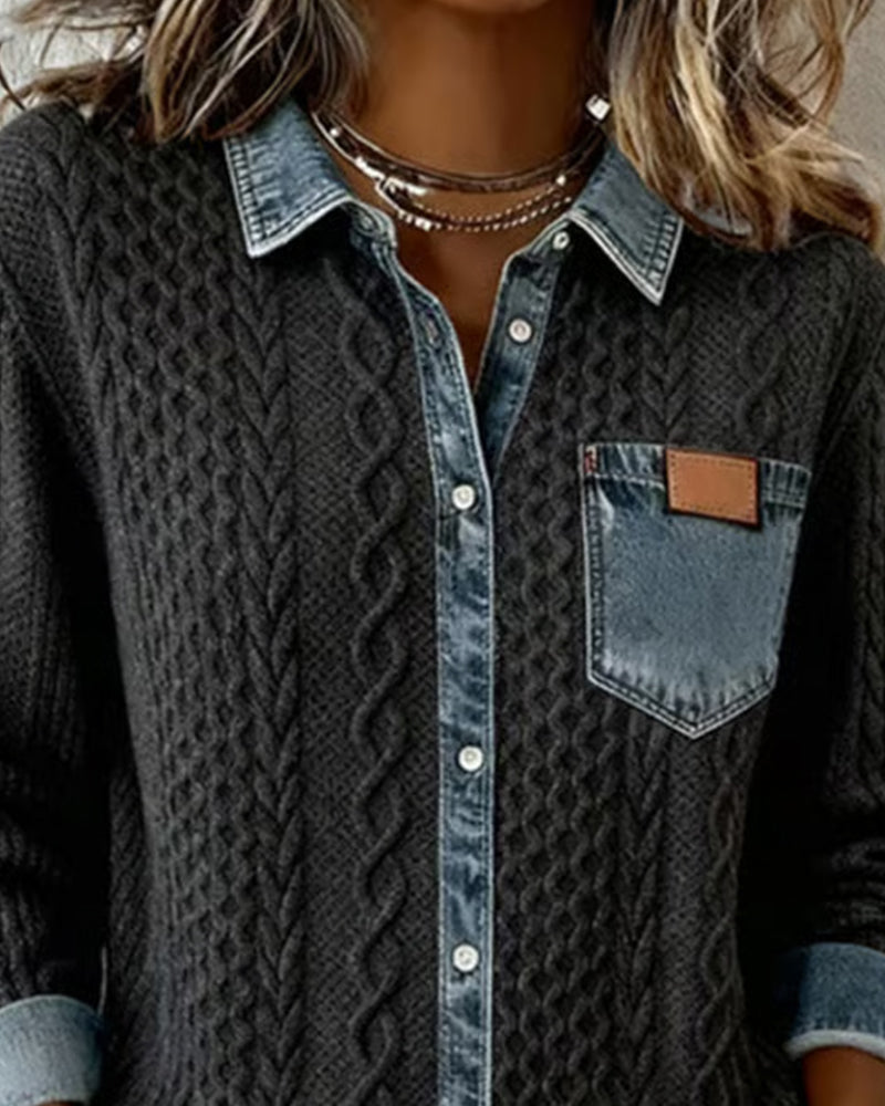Lena – Denim Patch Shirt