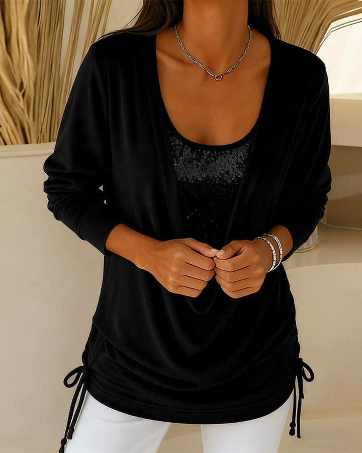 Nari - Efecto Top de Lentejuelas Bicolor Dos en Uno