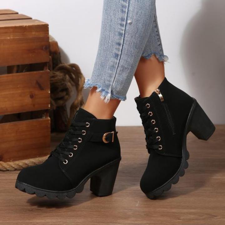 KATNI™ – London Lace-Up Buckle Boots