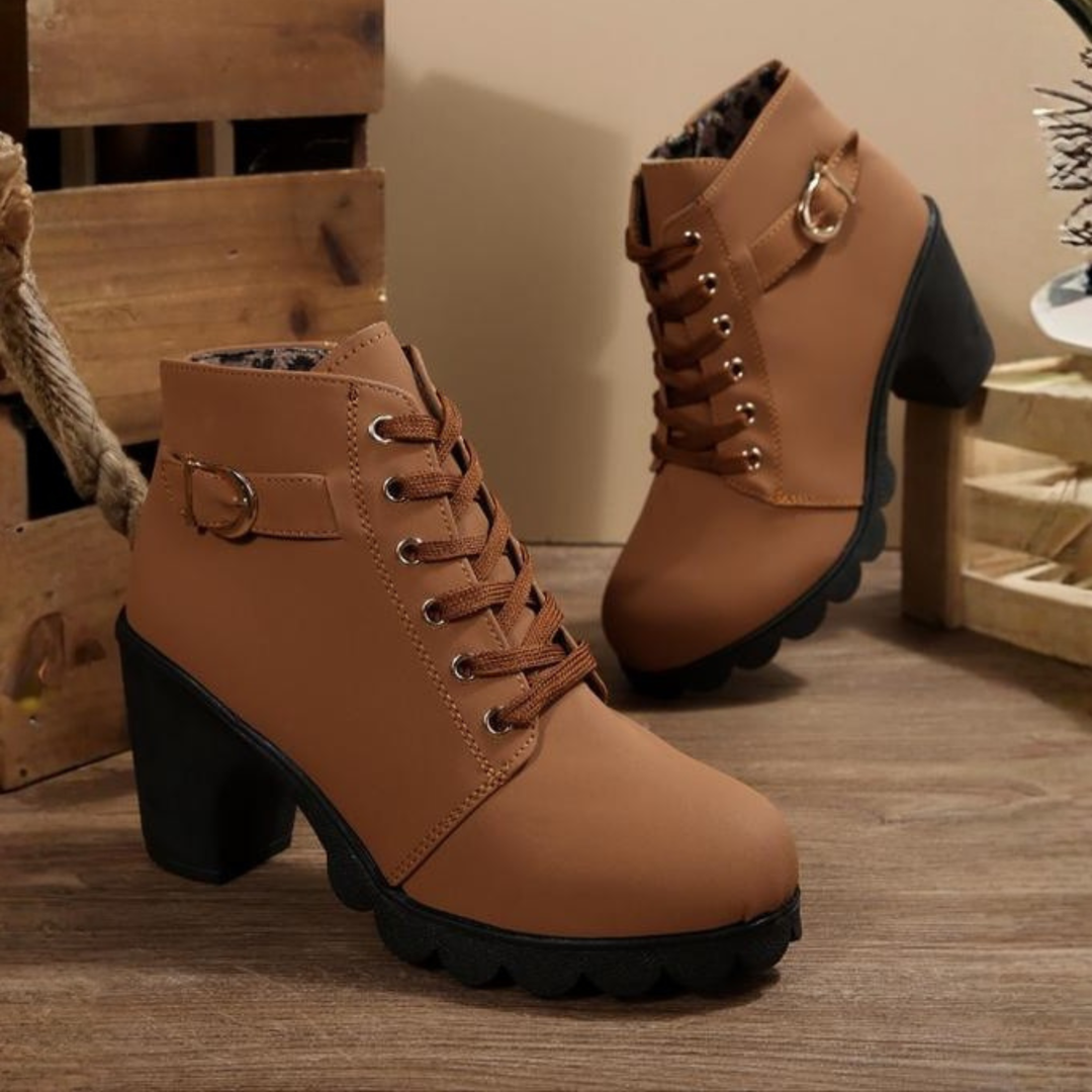 KATNI™ – London Lace-Up Buckle Boots