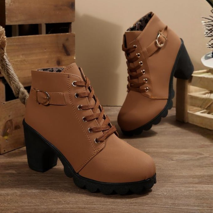 KATNI™ – London Lace-Up Buckle Boots