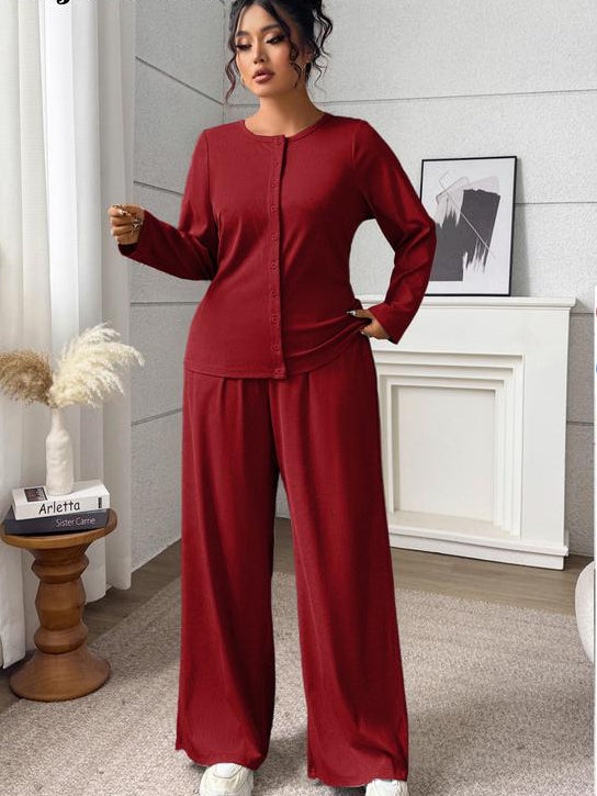 FREDA™ - Elegant Plus-Size Knitted Sweater & Pants Set