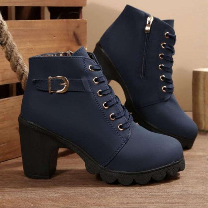 KATNI™ – London Lace-Up Buckle Boots