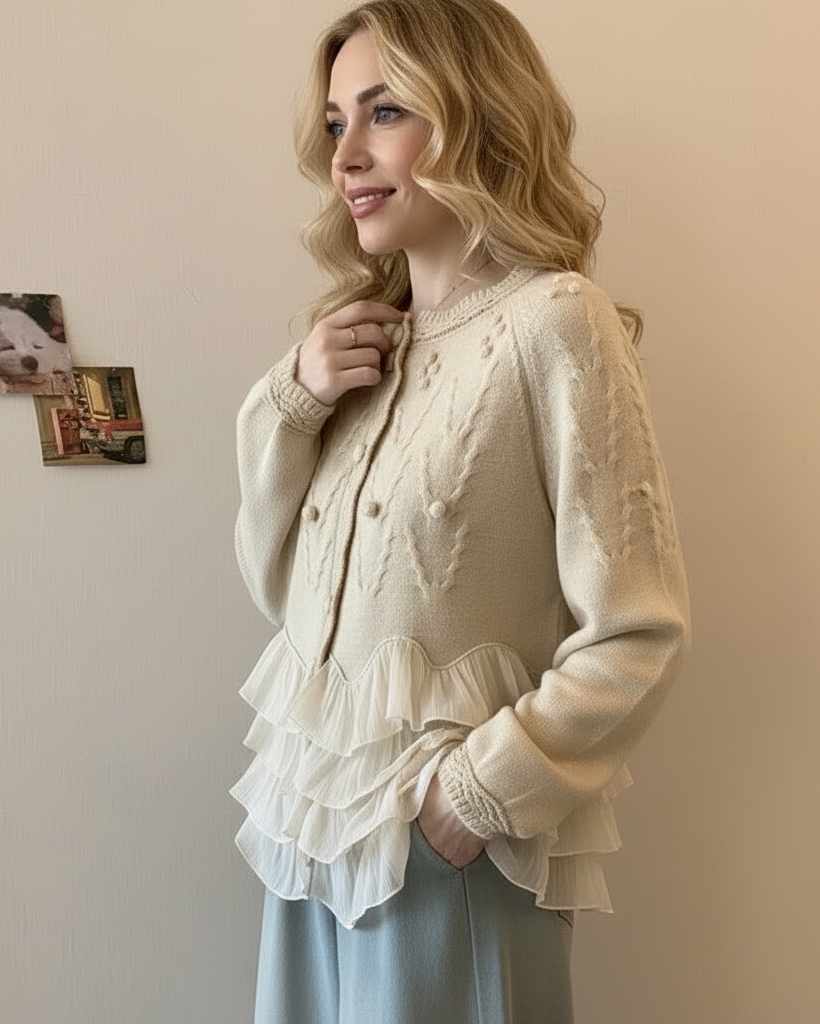 NATALIE™ – Soft Knit Ruffle-Trim Cardigan