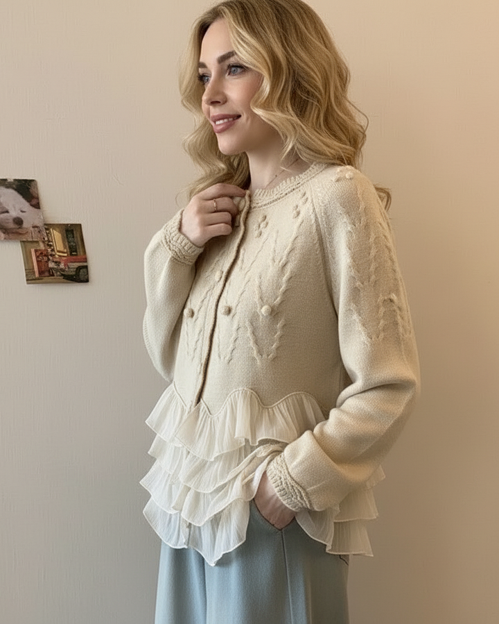 NATALIE™ – Soft Knit Ruffle-Trim Cardigan