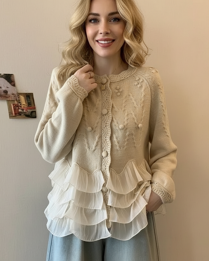 NATALIE™ – Soft Knit Ruffle-Trim Cardigan