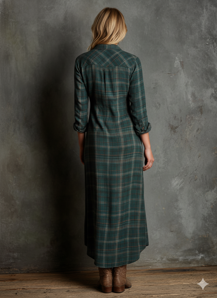 KENSINGTON ROW™ – Plaid Shirt Maxi Dress