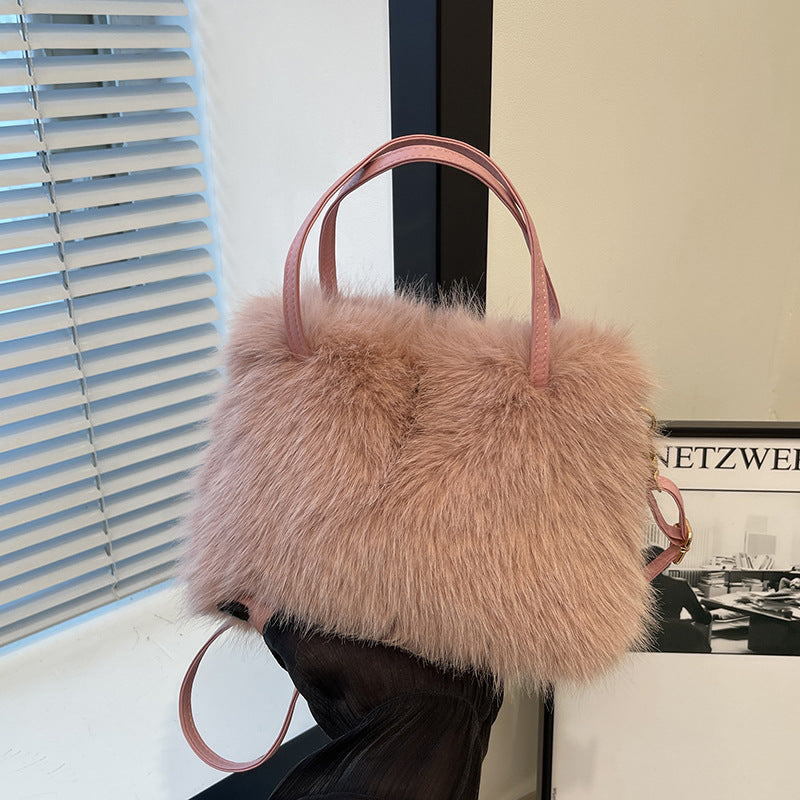 LIZZIE™ – Stylish Faux Fur Mini Handbag with Handle & Strap