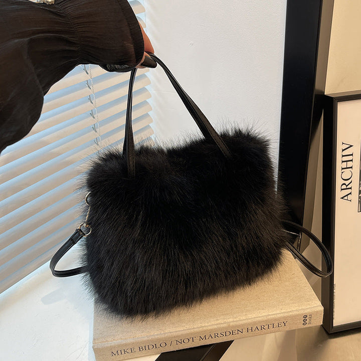 LIZZIE™ – Stylish Faux Fur Mini Handbag with Handle & Strap