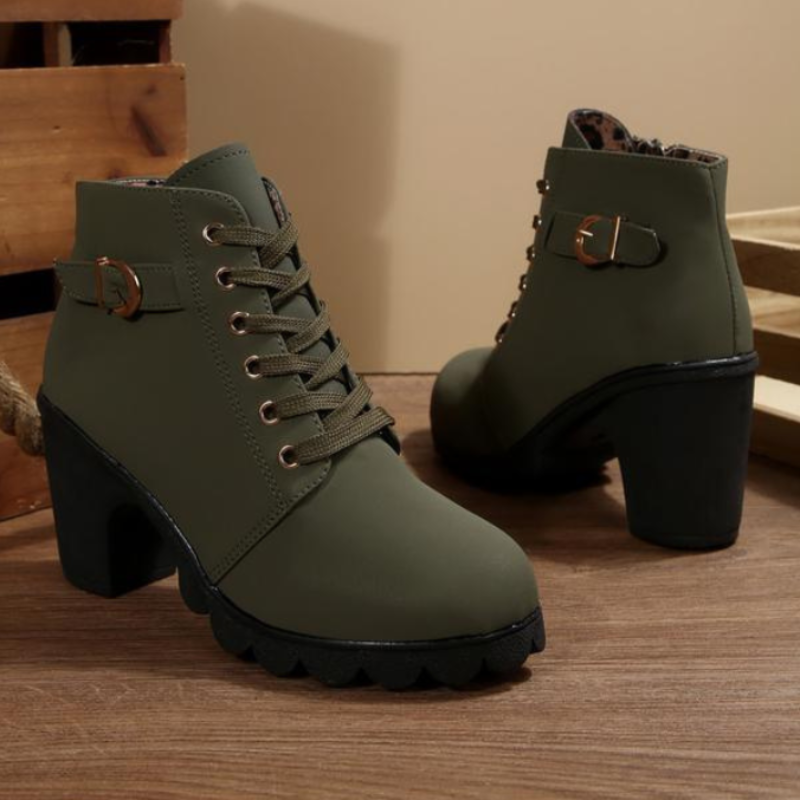 KATNI™ – London Lace-Up Buckle Boots