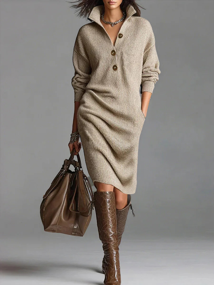 Britt | Elegant Ribbed Midi Dress