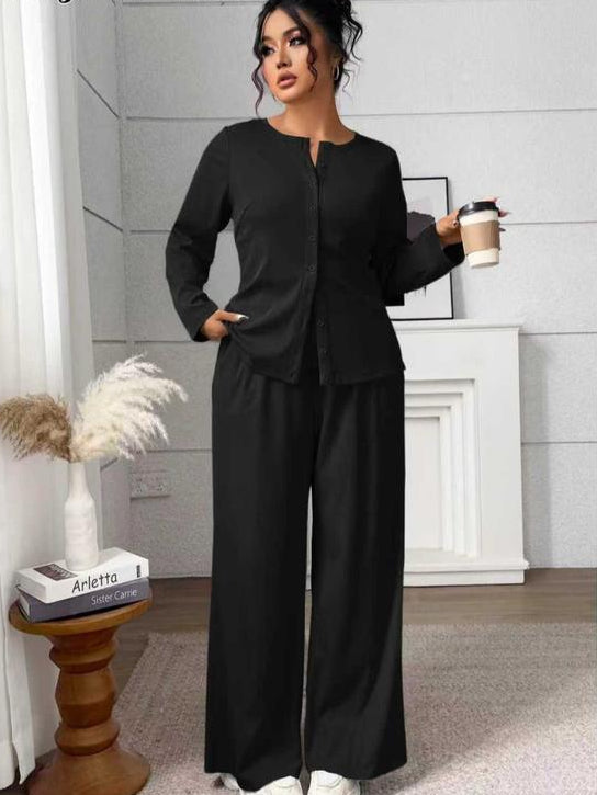 FREDA™ - Elegant Plus-Size Knitted Sweater & Pants Set