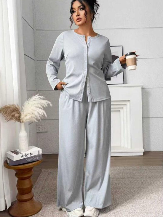 FREDA™ - Elegant Plus-Size Knitted Sweater & Pants Set
